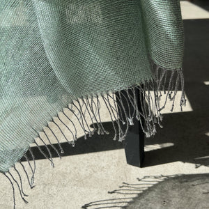 Handwoven double layer linen scarf in mint 50x200 cm