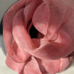 Handwoven double layer linen scarf in coral 50x200 cm