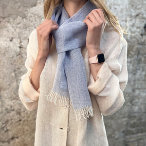 Handwoven Linen scarf in lavender 35x180 cm