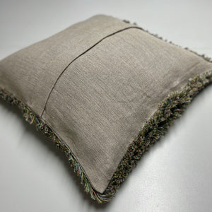 Linen fringe cushion 50x50 cm in green
