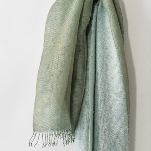 Linen Mohair double layered scarf 70x220cm in khaki and blue