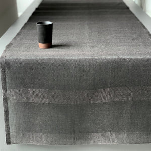 Linen table runner with stripes 50x160cm in anthracite color