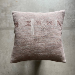 Handcrafted linen, mohair, merino and alpaca wool cushion in powder pink with embroidery 50x50 cm