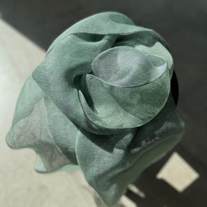 Handwoven double layer linen scarf in mint 50x200 cm