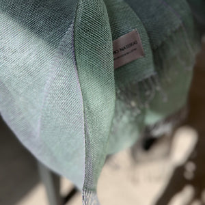 Handwoven double layer linen scarf in mint 50x200 cm