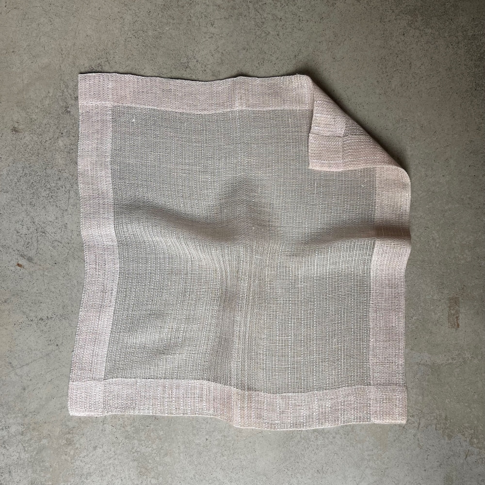 Handwoven semi-sheer napkin from linen and viscose "Tr Mix" in powder pink 50x50 cm