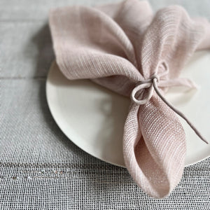 Handwoven semi-sheer napkin from linen and viscose "Tr Mix" in powder pink 50x50 cm
