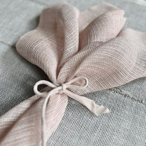 Handwoven semi-sheer napkin from linen and viscose "Tr Mix" in powder pink 50x50 cm