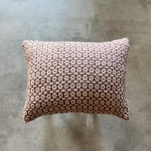 Handwoven Linen Camel Wool cushion in Plum and Beige 45x35cm