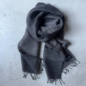 Double layer cashmere scarf in brown 35x190 cm with hand twisted fringes