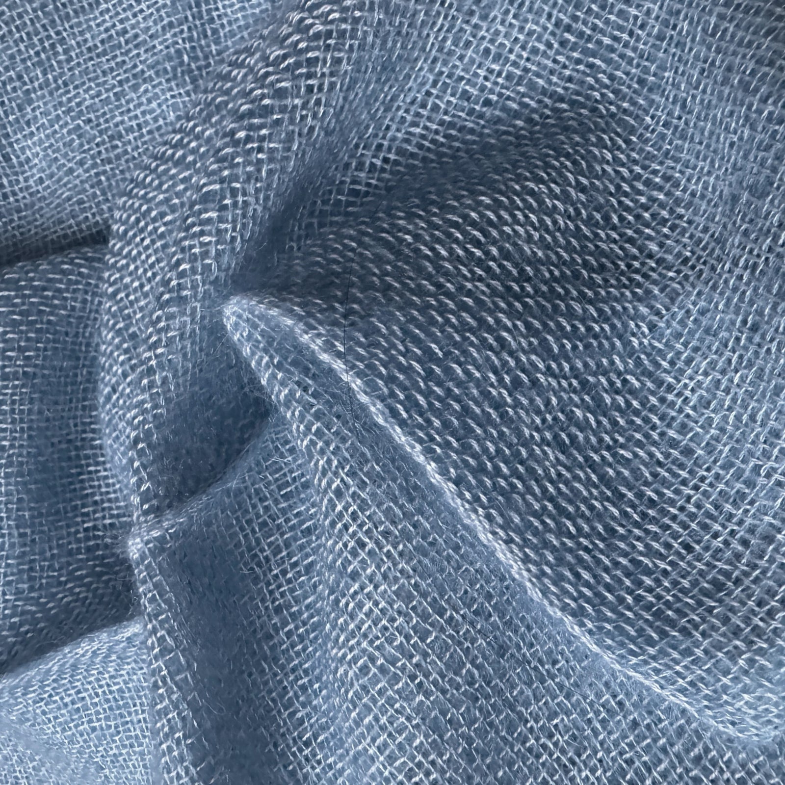 Double layer cashmere scarf in light blue 35x180 cm
