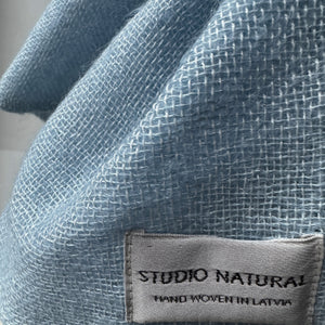 Double layer cashmere scarf in light blue 35x180 cm