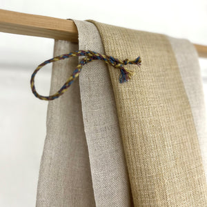 Handwoven linen kitchen towel in natural with mustard wide middle line 45x70 cm