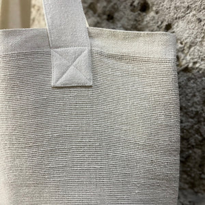 Handcrafted linen shopper bag Primit in white 43x47 cm