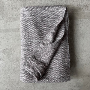 Handwoven linen cashmere throw in gray and metallic pink color 120x185 cm