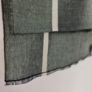 Handwoven linen kitchen towel in dark green with white line 50x75cm