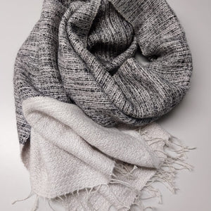 Linen mohair scarf Tinita White and black 50x200 cm