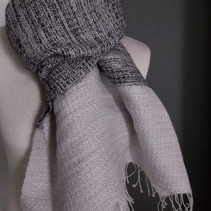 Linen mohair scarf Tinita White and black 50x200 cm