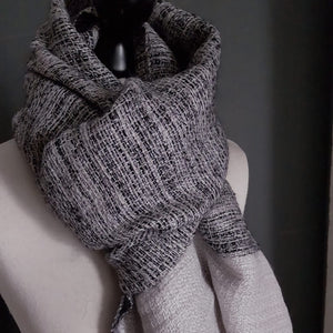 Linen mohair scarf Tinita White and black 50x200 cm