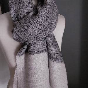 Linen mohair scarf Tinita White and black 50x200 cm