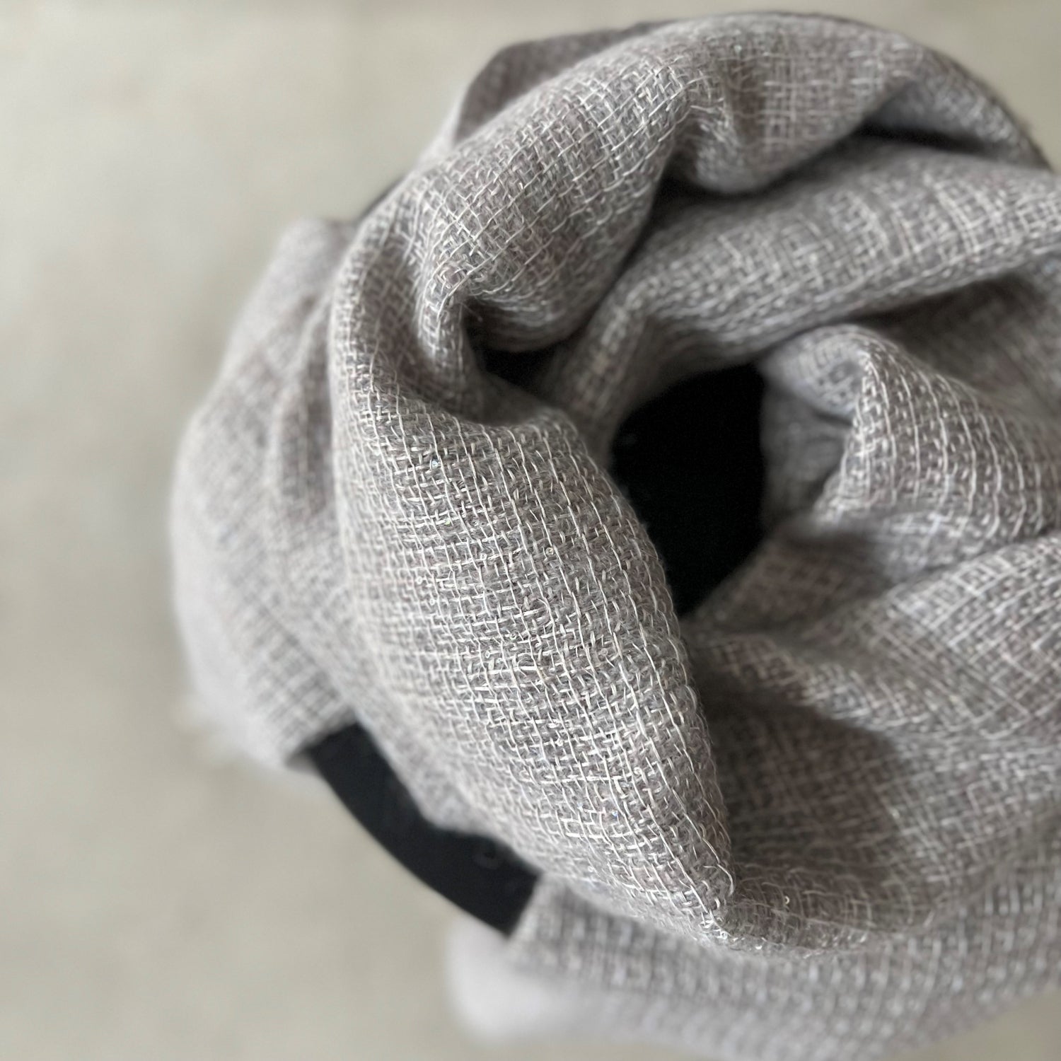 Linen mohair scarf Tinita in silver 50x200 cm