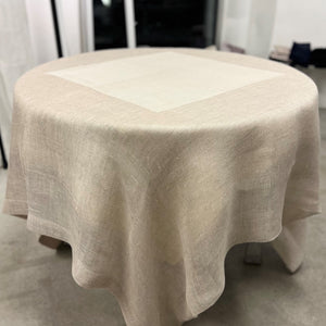 Double layer tablecloth in ivory 160x160 cm