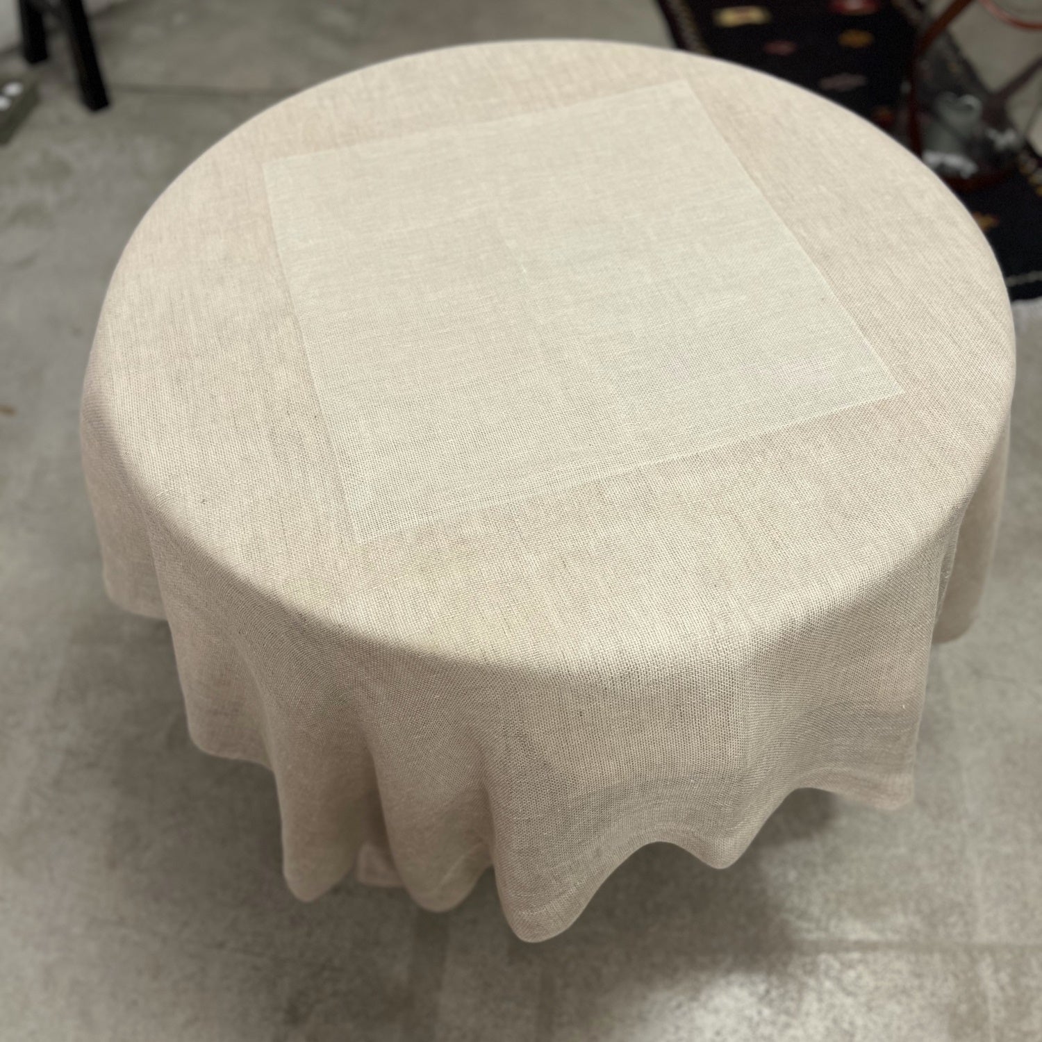 Double layer tablecloth in ivory 160x160 cm