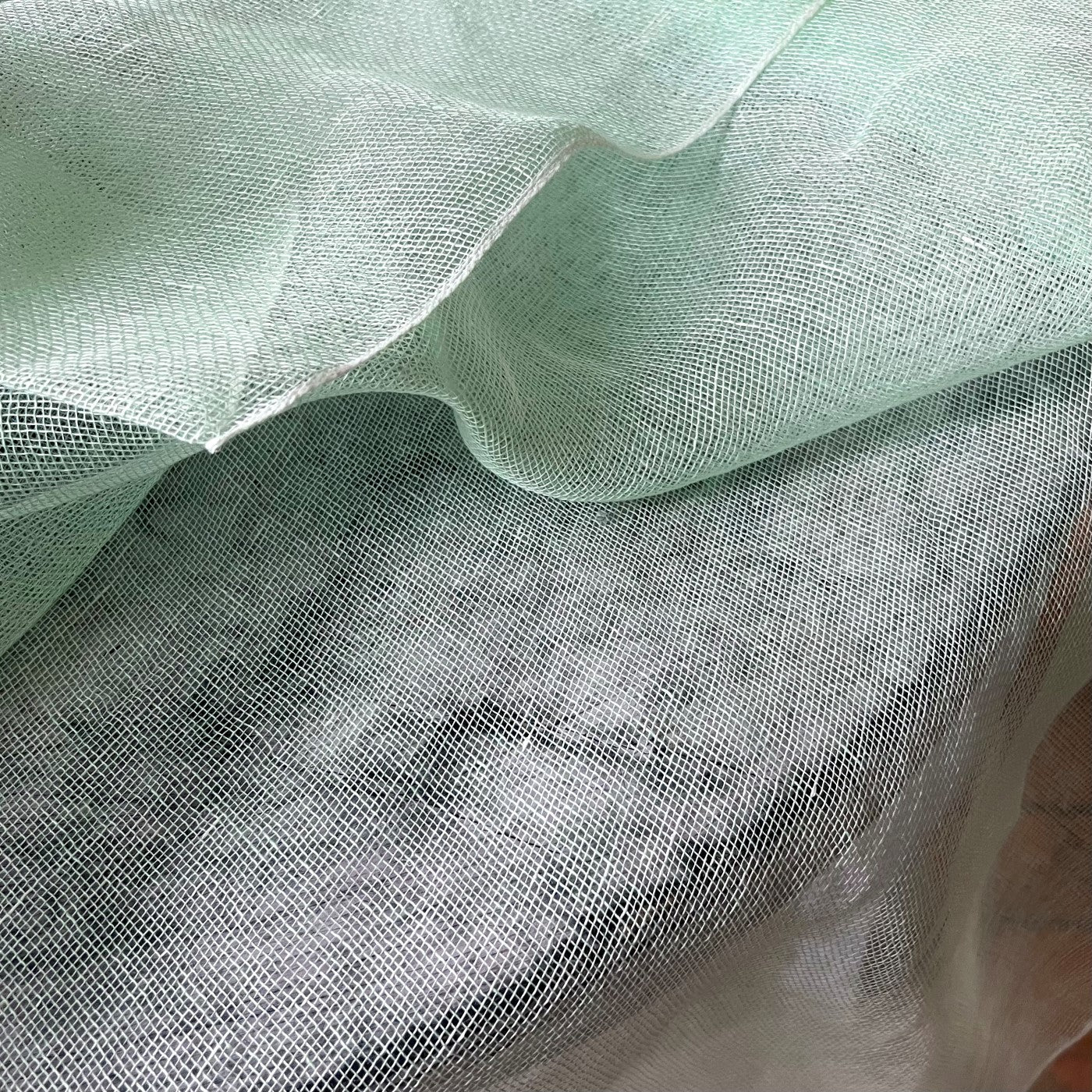 Handwoven linen tablecloth in mint color