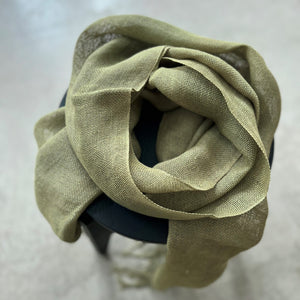 Linen scarf in olive green 50x200 cm