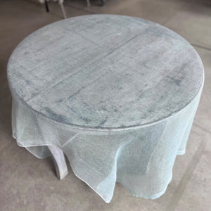 Translucent handwoven linen tablecloth in light blue color 140x200 cm