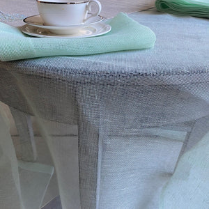 Handwoven linen tablecloth in mint color