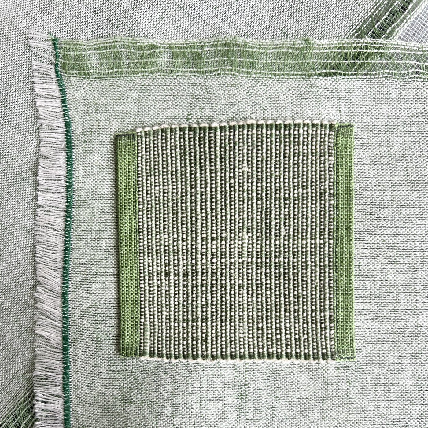 Handwoven linen placemat 40x45 cmand coaster 13x13 cm Mother's Day gift set in pistachio green color