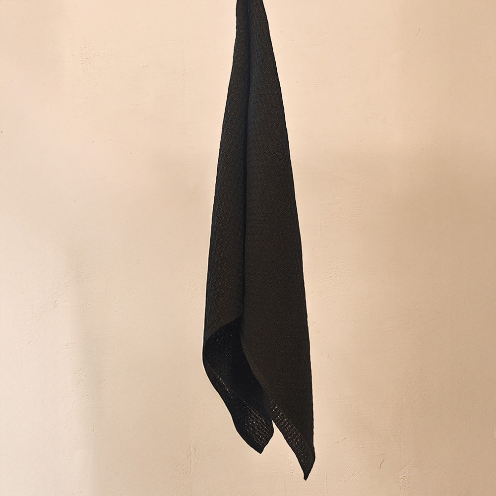 Linen kitchen towel in black 50x90 cm