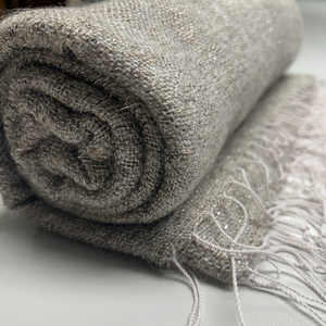 Linen cashmere throw in gray 135x200