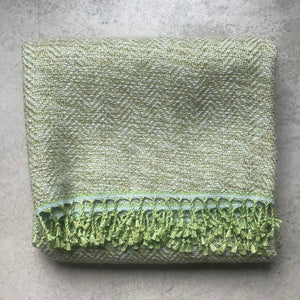 Linen mohair throw in green and gold 140x180 cm