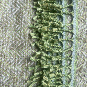 Linen mohair throw in green and gold 140x180 cm