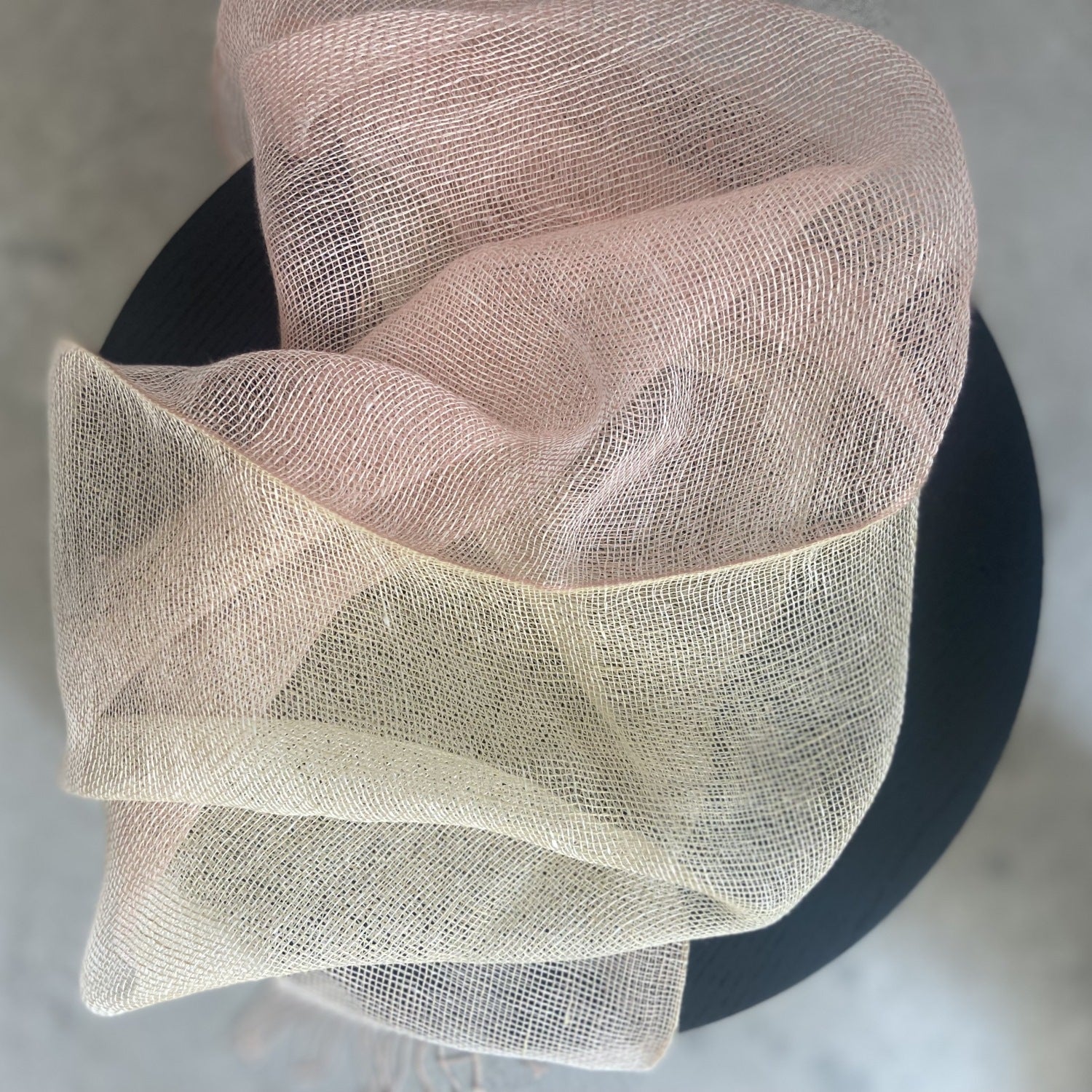 Double layer linen scarf Tinita Pastel Nude 50x200cm