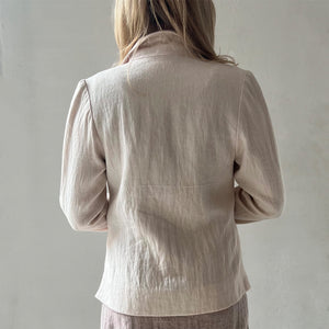 Handwoven Linen Jacket in powder with silk lining