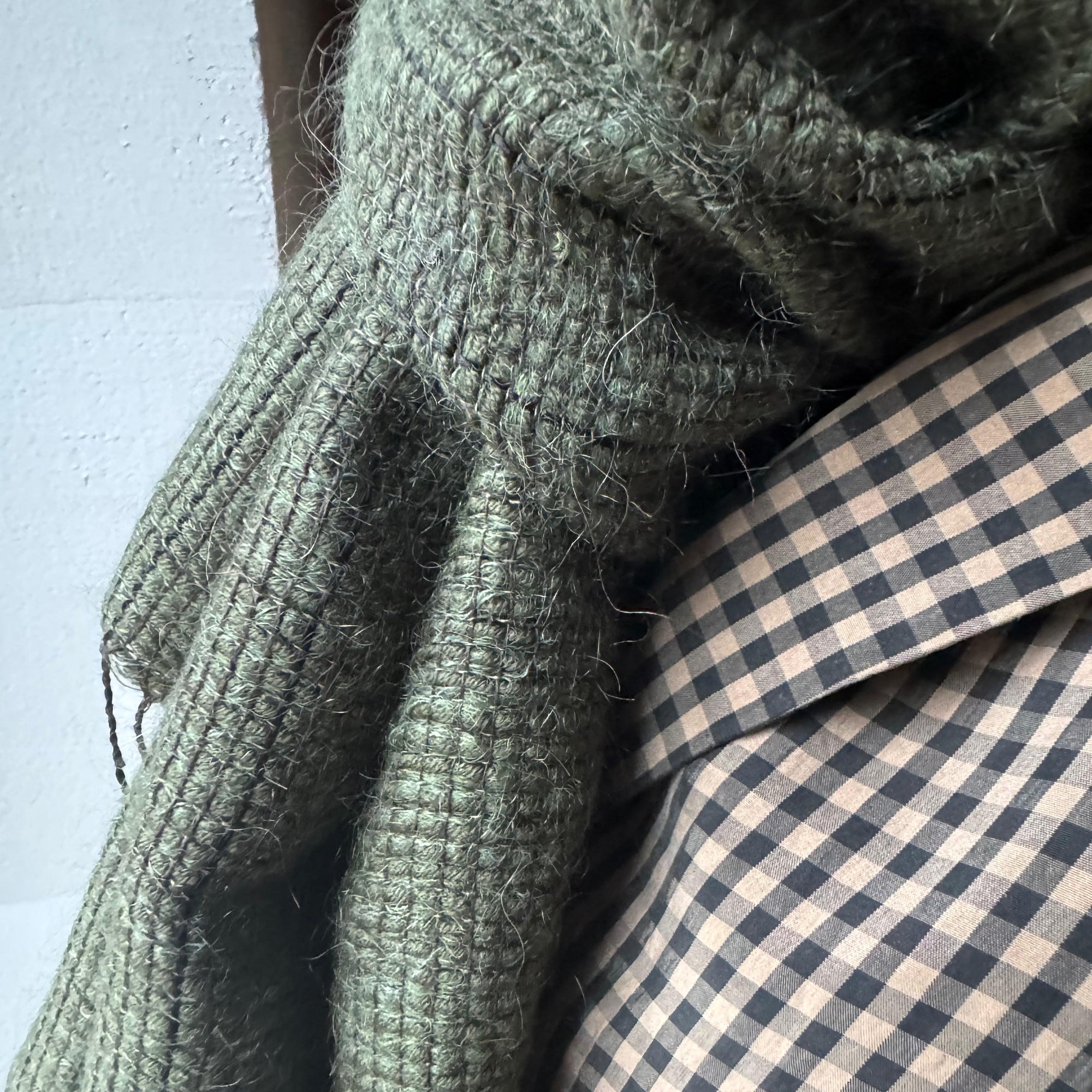 Linen mohair scarf 50x180cm in green