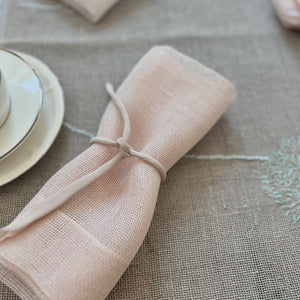 Handwoven Linen Napkin Tinita in Powder 50x50 cm