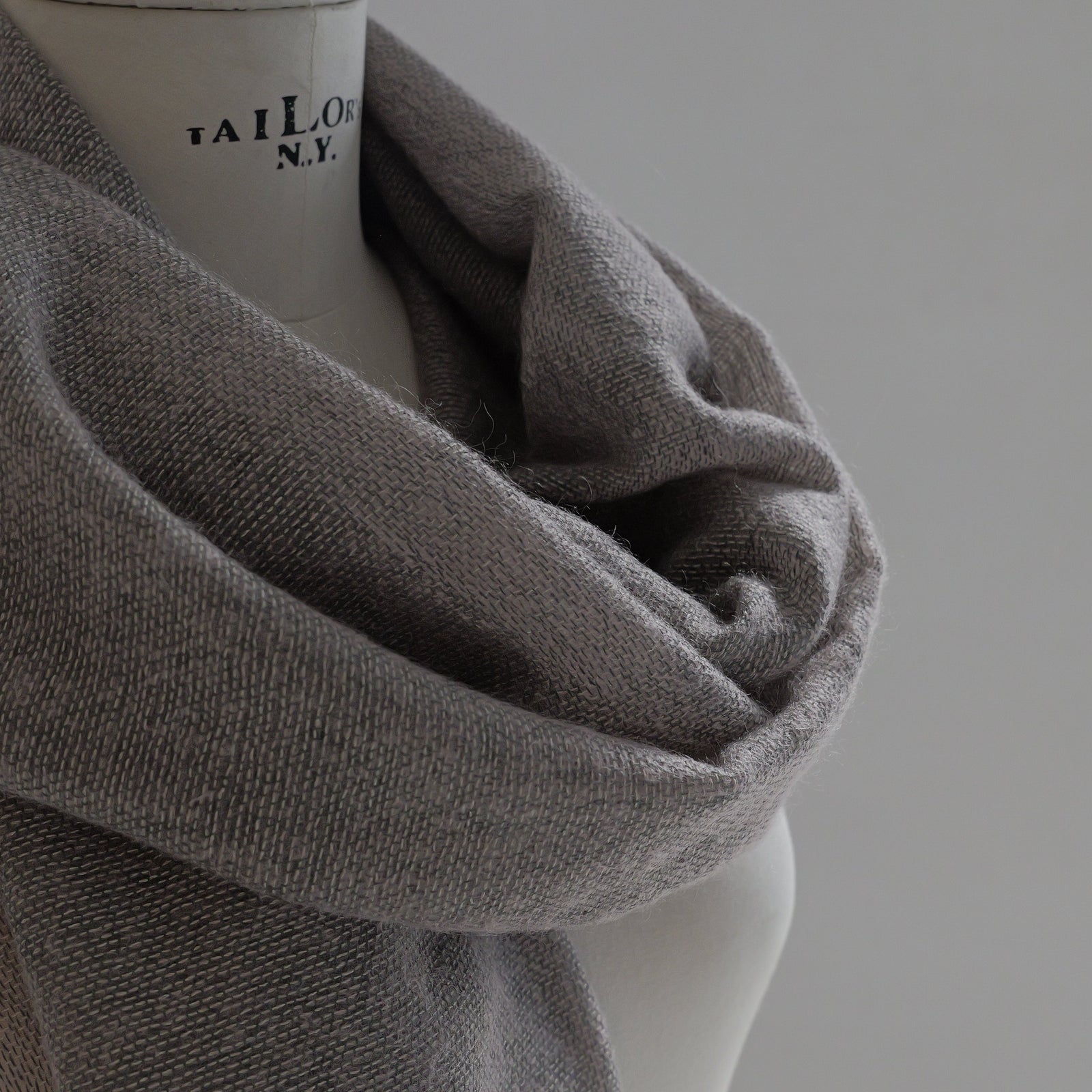 Silk mohair scarf in taupe grey 80x220 cm