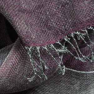 Double layer linen scarf in shiny bordo 50x200cm