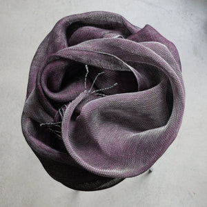 Double layer linen scarf in shiny bordo 50x200cm