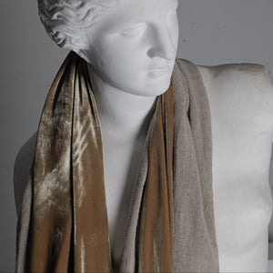 Linen velvet scarf 45 x 200 cm, golden/beige