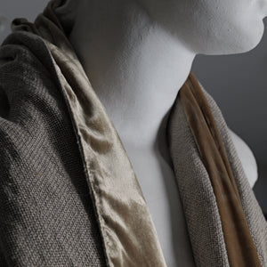 Linen velvet scarf 45 x 200 cm, golden/beige