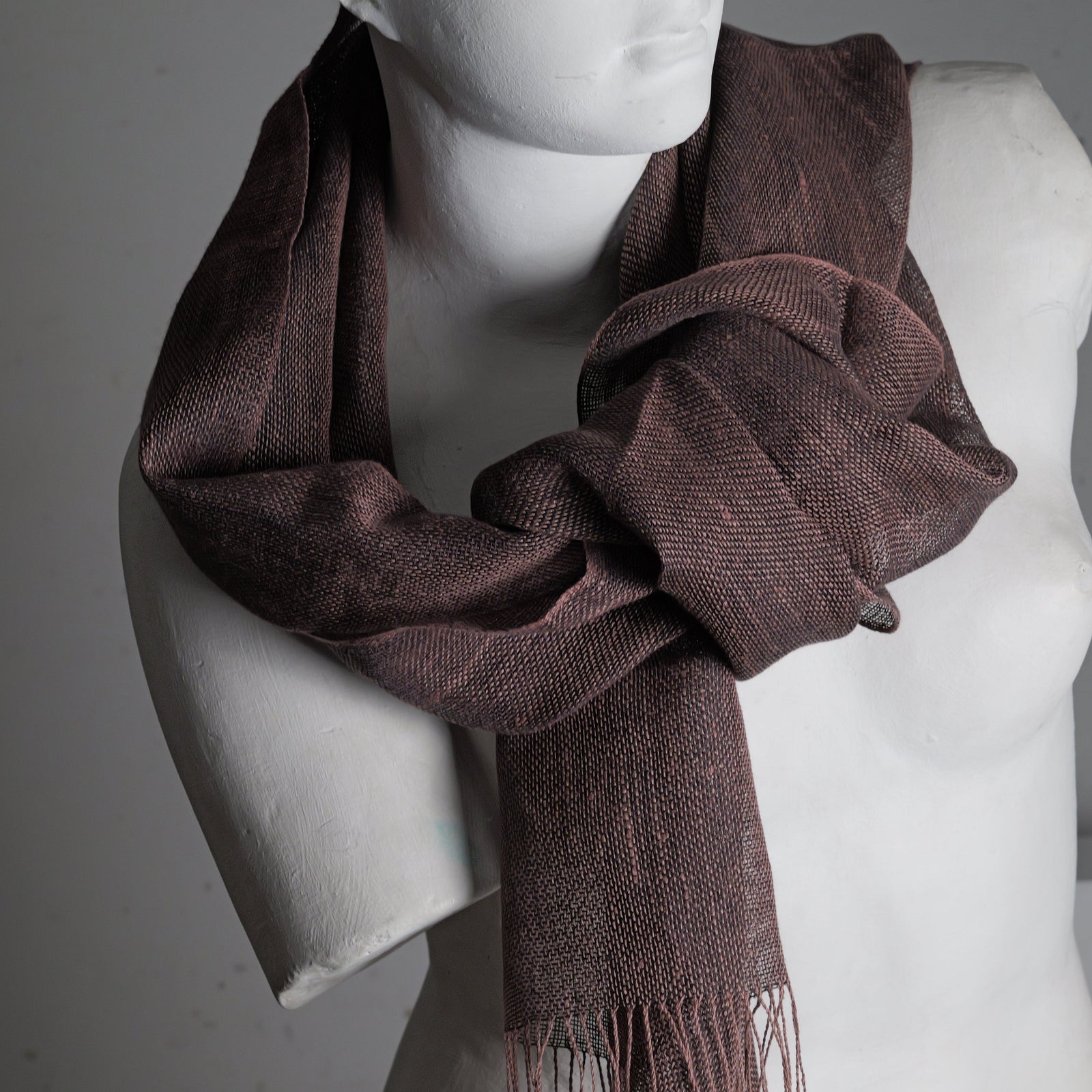 Linen scarf, 60x210 cm, chocolate colour