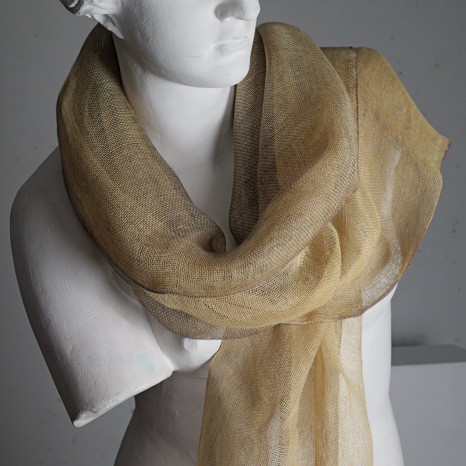 Linen scarf, Double Tinita, 50x200 cm, mustard