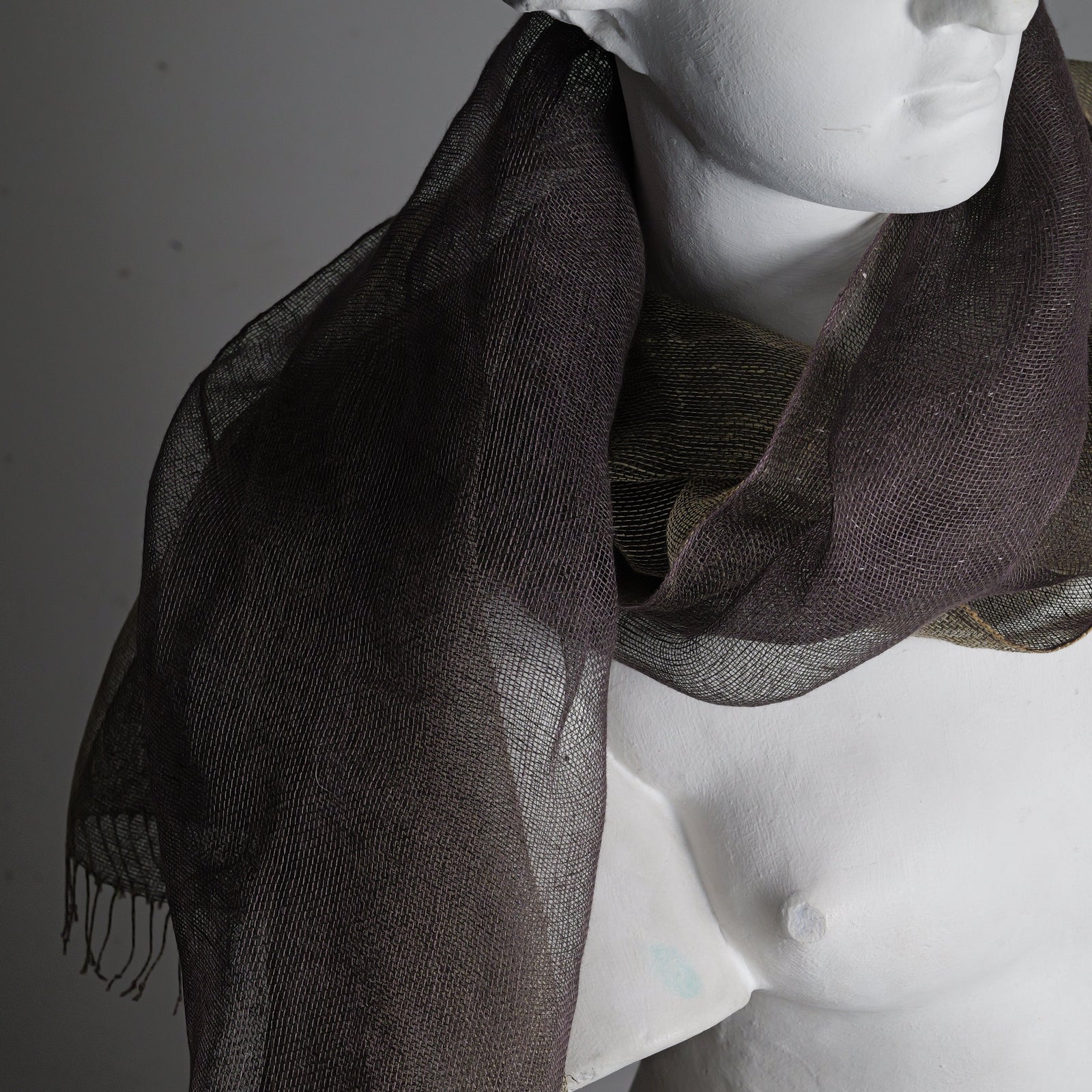 Linen scarf, Double tinita, 50x200 cm, grape