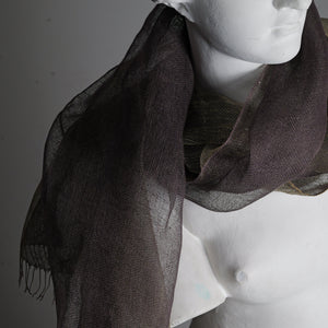 Linen scarf, Double tinita, 50x200 cm, grape