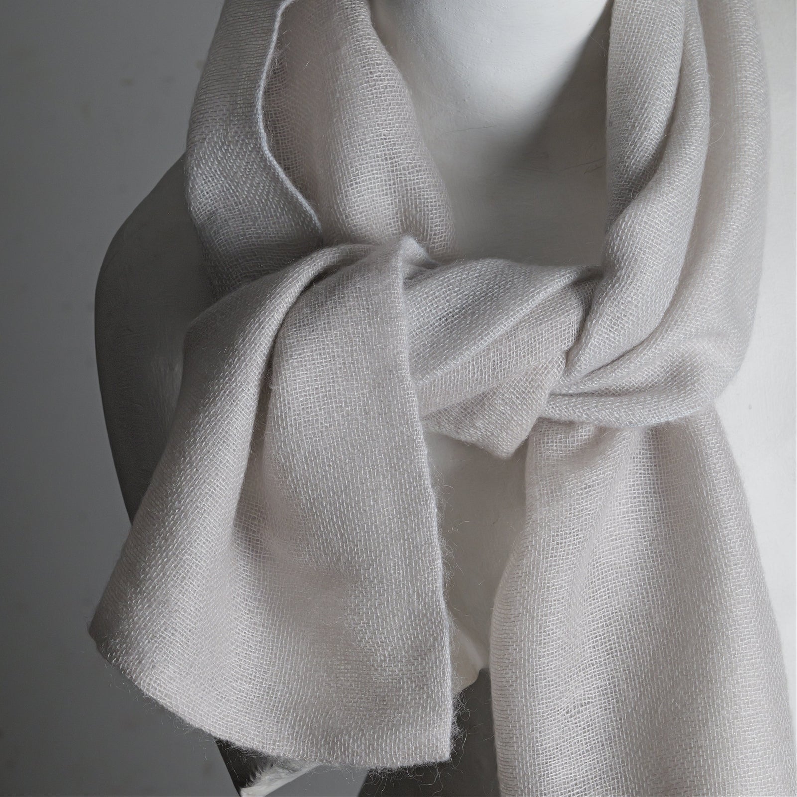 Cashmere mohair scarf, Double, 35x180 cm, light gray